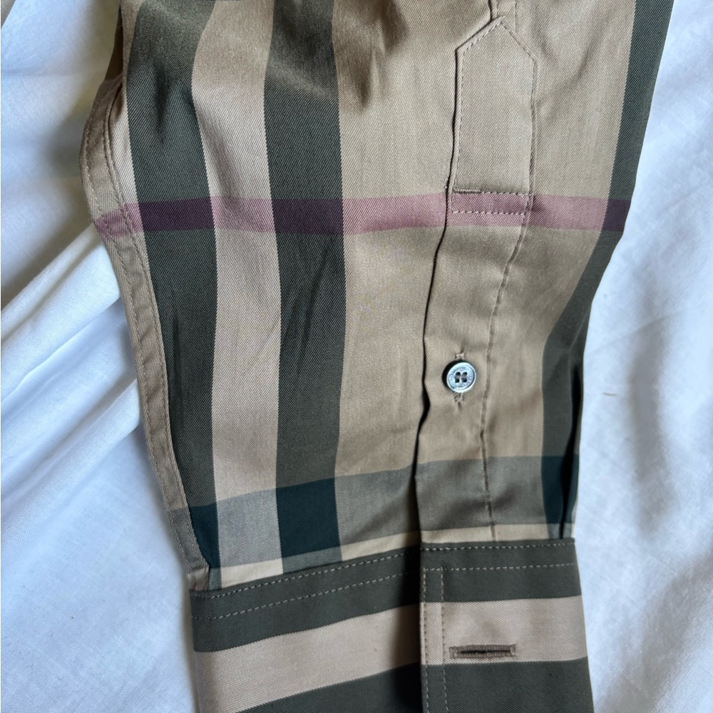Men's Tan Plaid dress shirt - Picture 6 of 15
